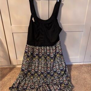 Black and Multicolor Patterned Dress